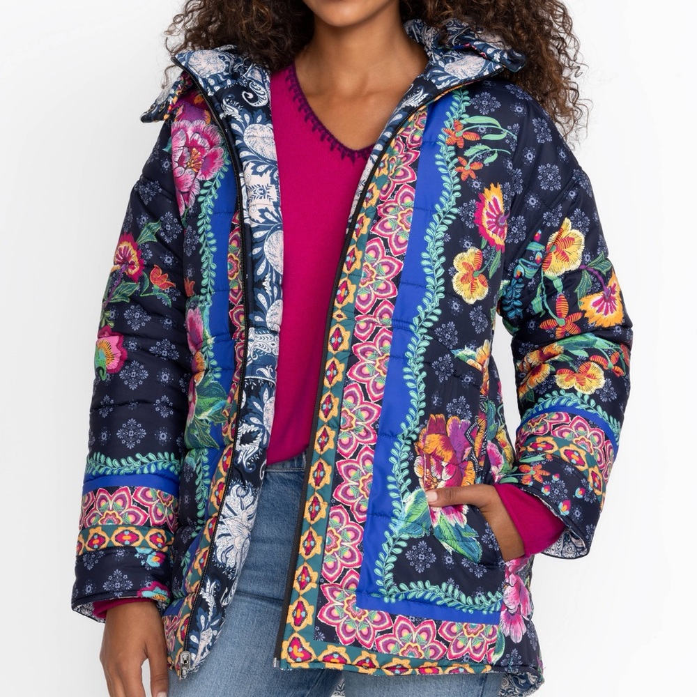 NWT Johnny Was Mauri Puffer Jacket reversible